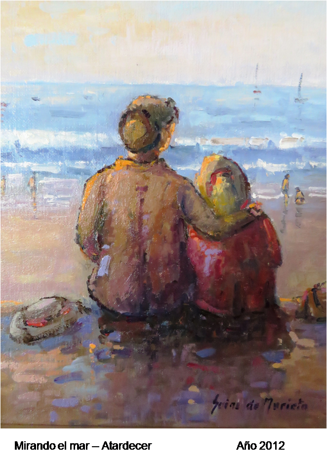 Oleo Contemplando el mar