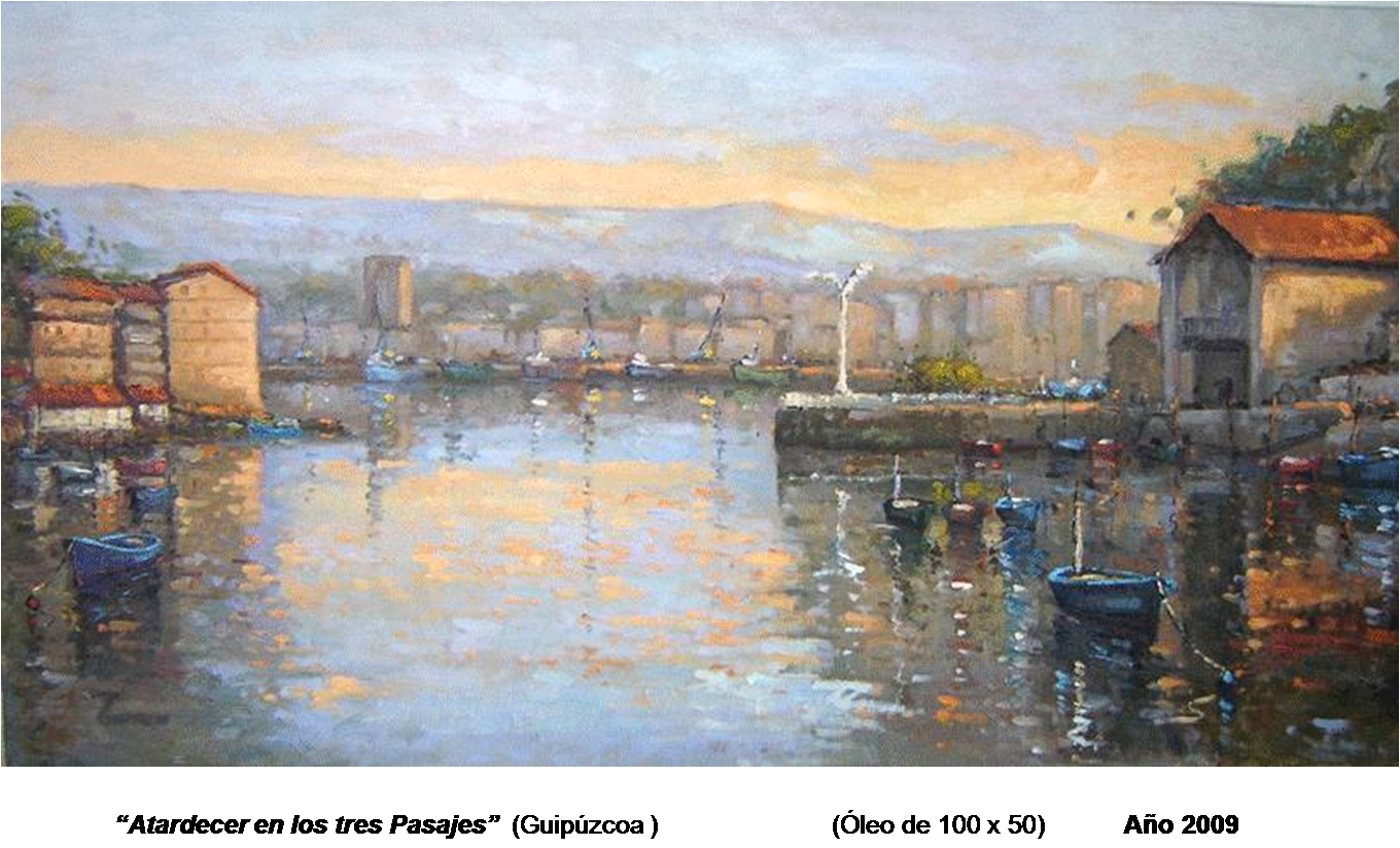 Óleo Atardecer en los tres Pasajes 2009