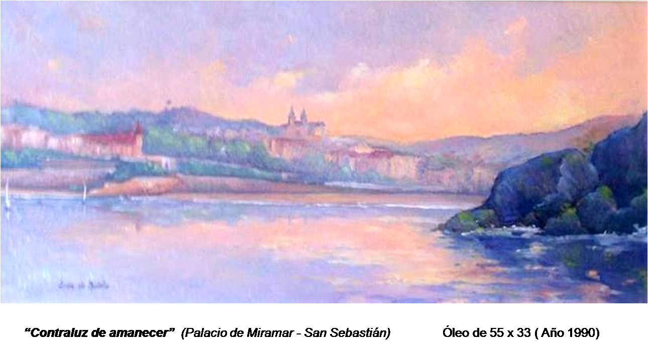 Óleo Contraluz de amanecer Miraconcha 1990