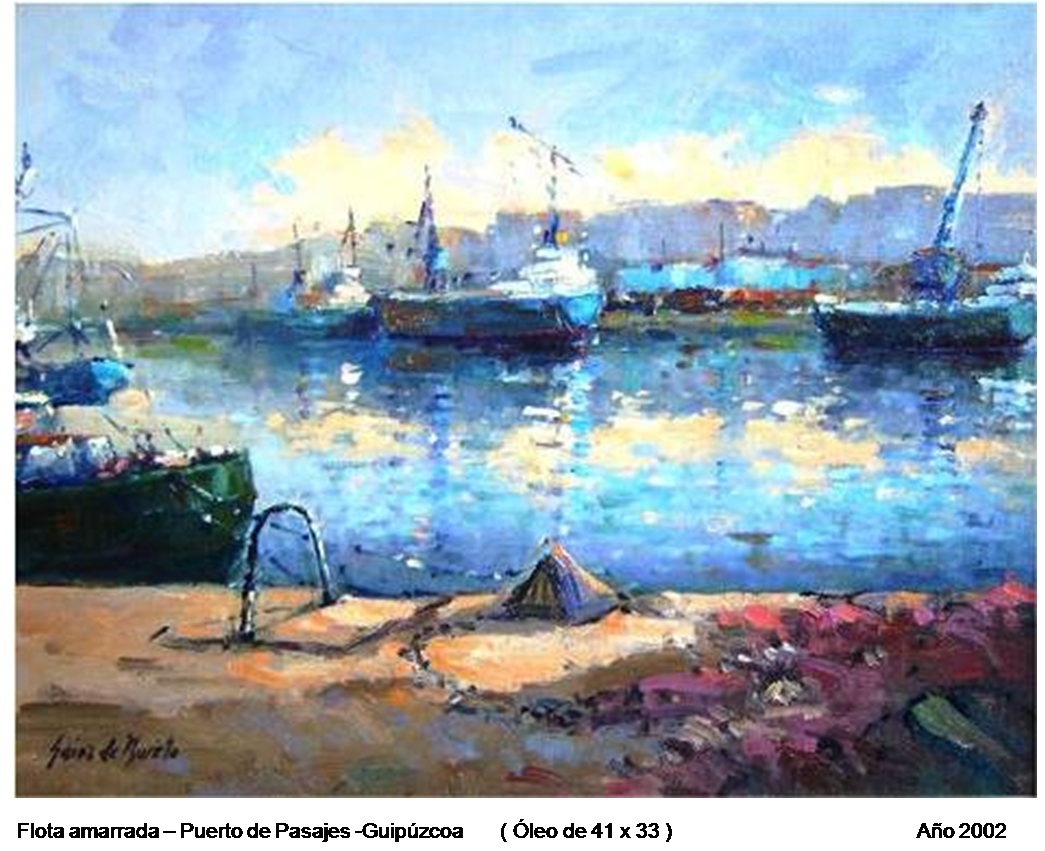 Óleo Flota amarrada Pasajes