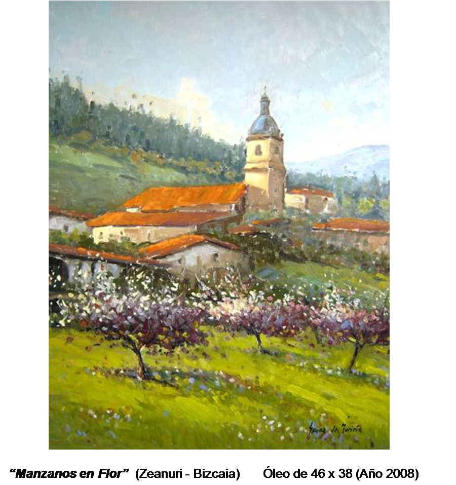 Óleo Manzanos en flor Zeanuri 2008